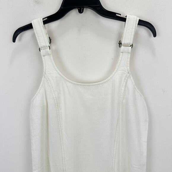 Madewell Denim Scoopneck Midi Dress Pure White Wash A Line Minimalist Medium NWT - Picture 15 of 15